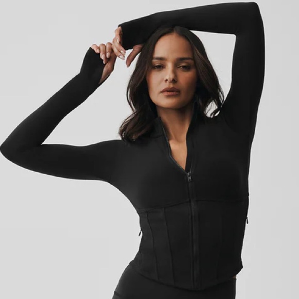 Alo Yoga Airbrush Corset Full Zip Jacket Black S